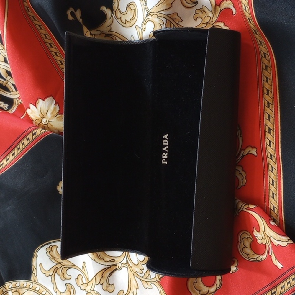 Prada Black Designer Sunglasses Case With Unbranded Scarf & Cleaning Cloth